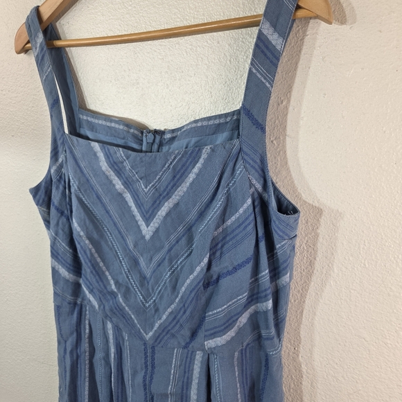 Women’s Anthropologie Blue Striped Linen Cotton Blend Boho Jumpsuit Size 12 - Picture 8 of 12